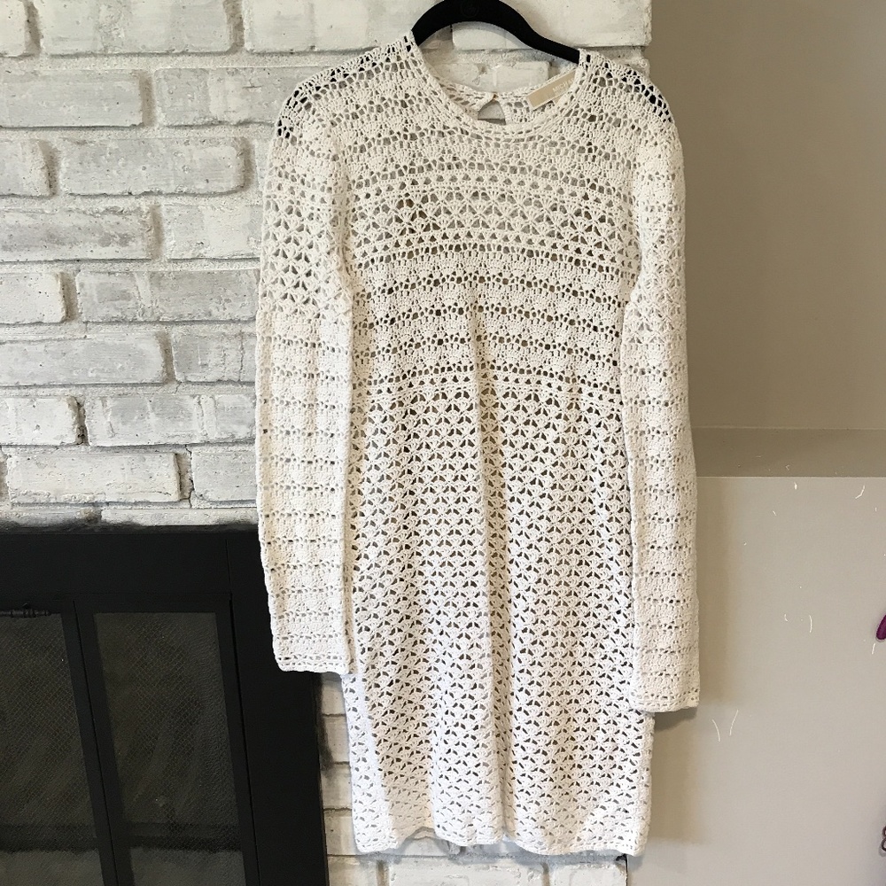 Long sleeve crochet cotton dress